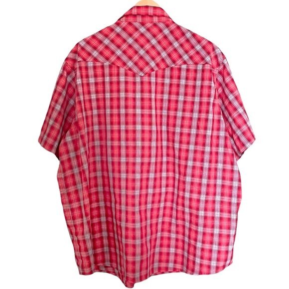 Wrangler Shirt Mens Size 2XL Western Red Plaid Pearl Snap Shirt Short Sleeve - Picture 2 of 9